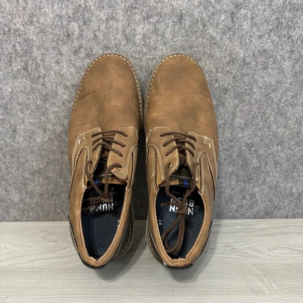 Nunn Bush Cadet Plain Toe Oxford Mens 9 Brown Casual Textured Shoes 81176-238